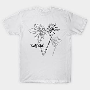 Daffodil line drawing T-Shirt